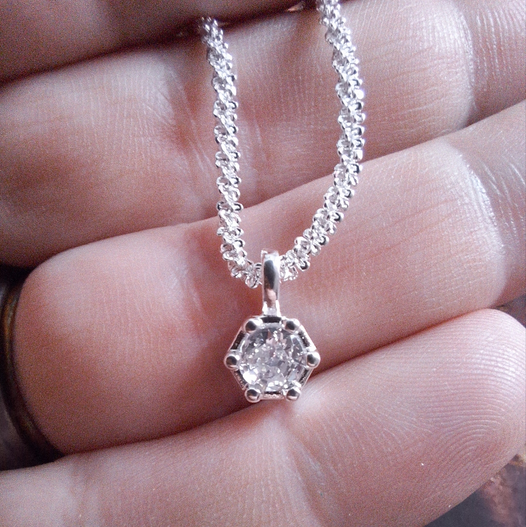 Cubic Zirconia Pendant Necklace Sterling Silver
